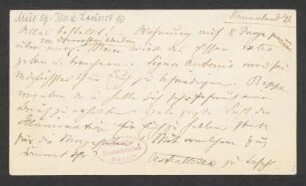 Postkarte an Hans von Bülow : 23.04.1887