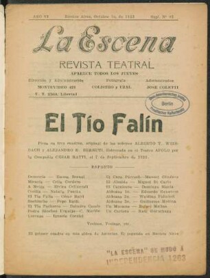 El tío Falín : pieza en tres actos