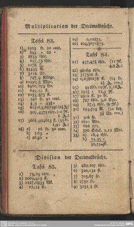 Multiplication der Decimalbrüche