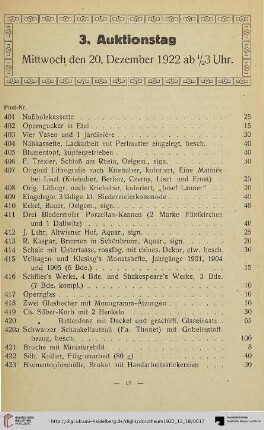 3. Auktionstag (Nr. 401-600)