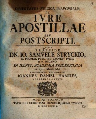 De iure apostillae seu postscripti