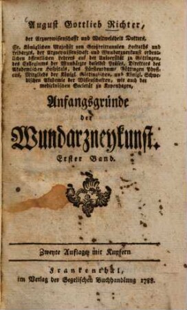 Anfangsgründe der Wundarzneykunst, 1