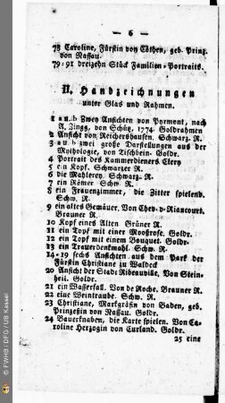 II. Handzeichnungen unter Glas und Rahmen
