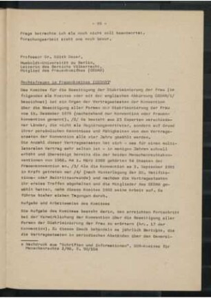 Rechtsfragen im Frauenkomitee (CEDAW)