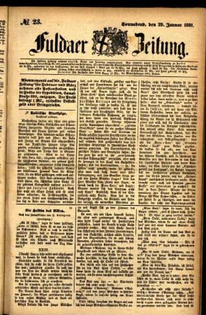 Ausgabe vom Samstag, den 29. Januar 1881.