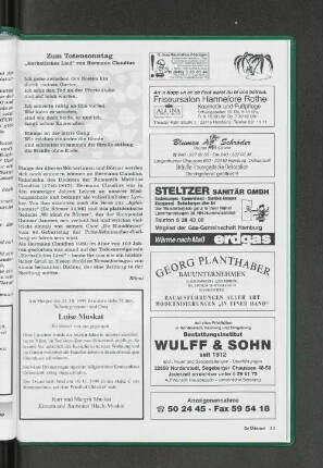 Zum Totensonntag "Herbstliches Lied" von Hermann Claudius