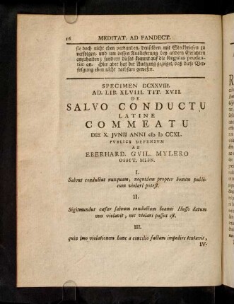 16-46, Spec. 628. De Salvo Conductu, latine ...