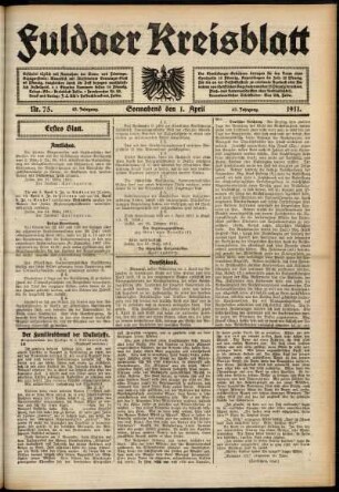 Erste Ausgabe vom Samstag, den 01. April 1911.