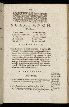 Agamemnon. Actus Primus - Quintus