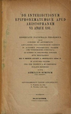De interiectionum epiphonematumque apud Aristophanem VI atque usu