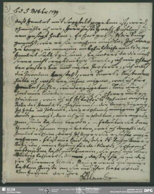 Eigenh. Brief von August Wilhelm Iffland an August Wilhelm von Schlegel, Berlin, 05.11.1799