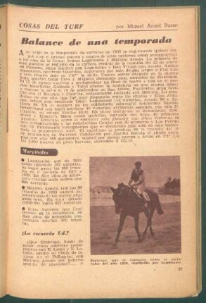 Balance de una temporada : Cosas del turf