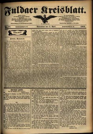 Erste Ausgabe vom Samstag, den 15. April 1905.