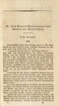 IV. Das General-Gouvernement vom Nieder- und Mittel-Rhein