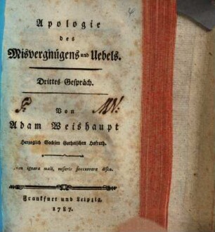 Apologie des Misvergnügens und Uebels, Drittes Gespräch