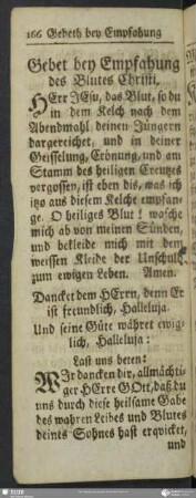 Gebet bey Empfahung des Blutes Christi