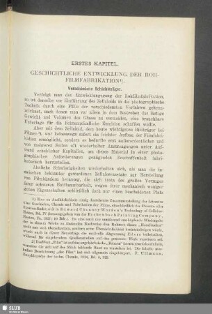 Erstes Kapitel, Geschichtliche Entwicklung der Rohfilmfabrikation