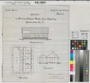 Gemen (Borken) Bauerschaft Wirthe Pachtung Klöppel Speicherbau Grundriß, Schnitte 1911 1 : 100 48,5 x 41,5 Zeichnung Landsberg-Velensches Bauamt Landsberg-Velen