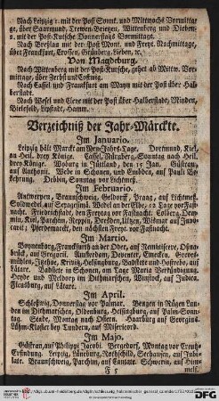 Verzeichnis der Jahr-Märckte