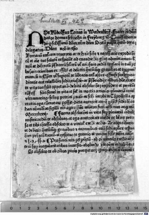 Forma confessionalis et absolutionis pro defensione fidei catholicae et insulae Rhodi contra Turcos. 1481