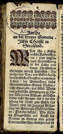 Anrede an die theure Gemeine Jesu Christi in Stralsund.