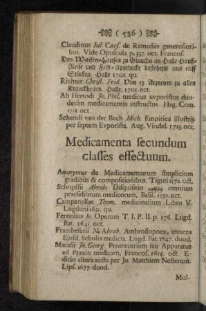 Medicamenta secundum classes effectuum.