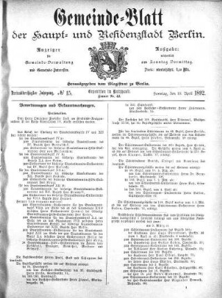 1892,15: No. 15, 10. April 1892