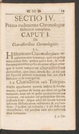Sectio IV. Prima rudimenta Chronologiae Historicae complexa.
