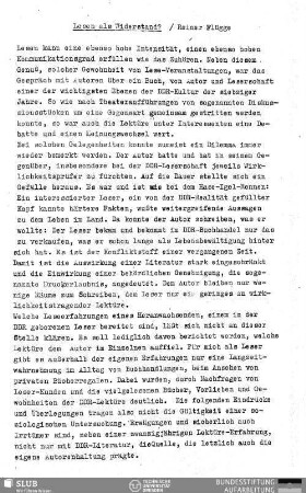 Lesen als Widerstand?