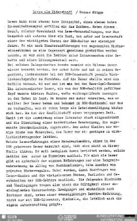 Lesen als Widerstand?
