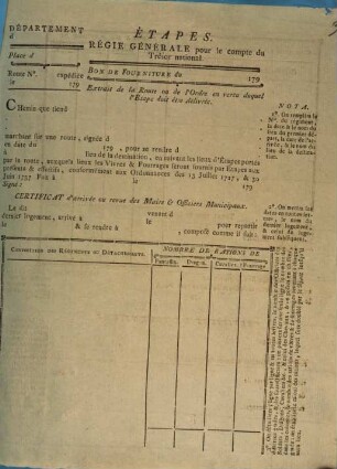 Etapes. Regie Generale pour le compte du tresor national