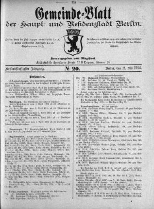1914,20: No. 20, 17. Mai 1914