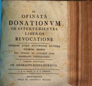De opinata donationum ob supervenientes liberos revocatione