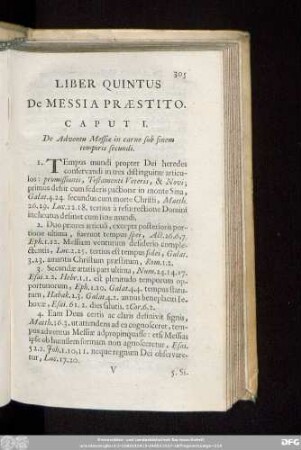 Liber Quintus De Messia Praestito.