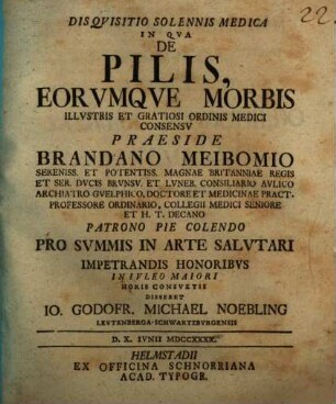 Disquisitio sol. med. in qua de pilis eorumque morbis