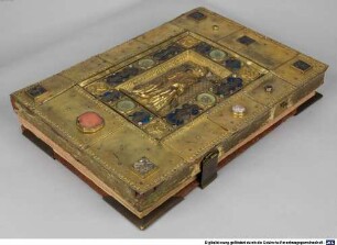 Goldschmiedeeinband mit Reliquien zur Mettener Armenbibel - BSB Clm 8201#Einband