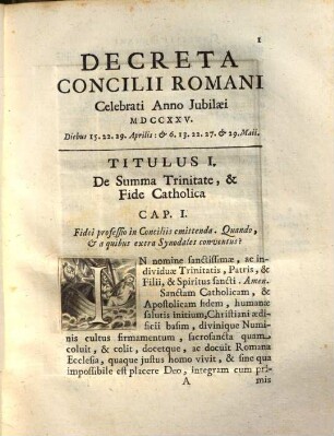 Concilium Romanum : in sacrosancta Basilica Lateranensi celebratum anno universalis jubilaei MDCCXXV