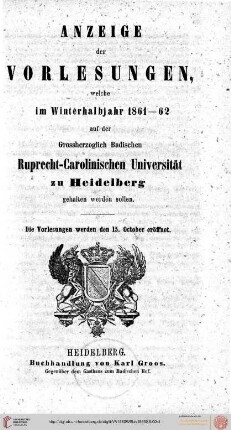 Wintersemester 1861/1862