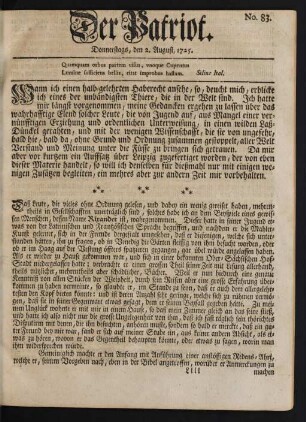 No. 83. Donnerstags, den 2. August, 1725