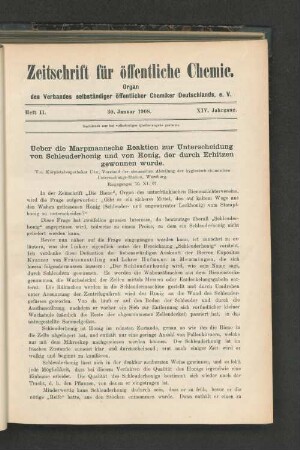 Heft II. 30. Januar 1908. XIV. Jahrgang.