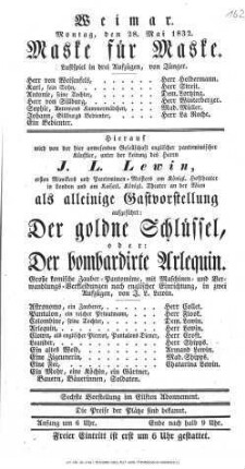 Der goldne Schlüssel, oder: Der bombardirte Arlequin