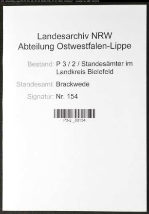 Sterberegister Standesamt Brackwede