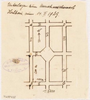 Fluchtlinien- und Aufbauplan Monatskonkurrenz Februar 1929: Lageplan 1:5000