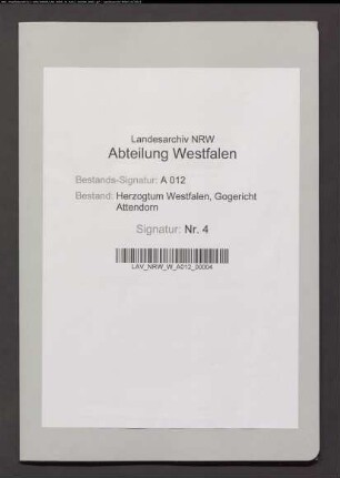 Testament Hofrat Justizamtmann C.G.J. Joanvahrs, Attendorn