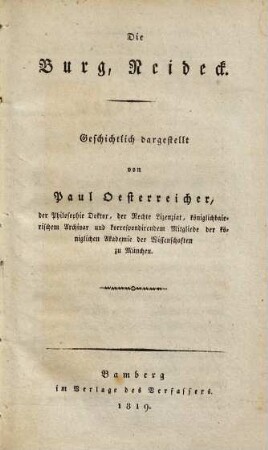 Die Burg Neideck : geschichtlich dargestellt