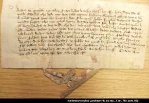 Meude Addekans in Diele verkauft der Kommende Jemgum Grundbesitz bei Soltborg = OUB I, Nr. 409, S. 378 Anhängendes Siegel verloren