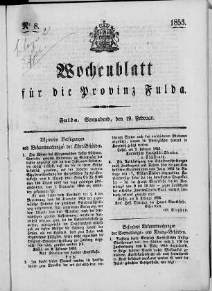 Nr. 8, Ausgabe vom 19. Februar 1853