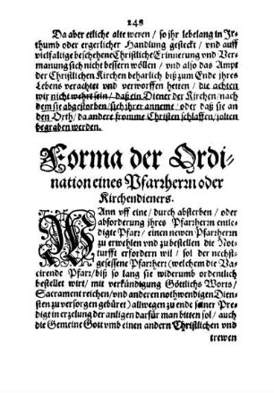 Forma der Ordination eines Pfarrherrn oder Kirchendieners.