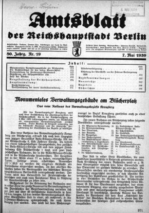 1939,19: Nr. 19, 7. Mai 1939
