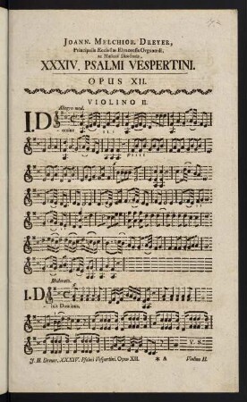 1-64, XXXIV. Psalmi Vespertini. Opus XII. Violino II.